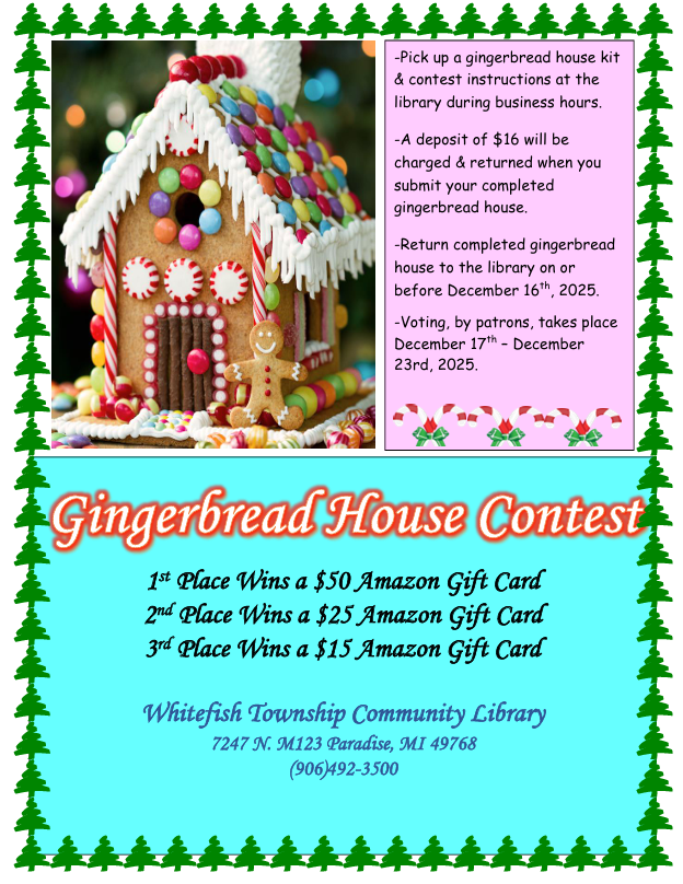 Gingerbread House Contest! | Whitefish Township Community Library